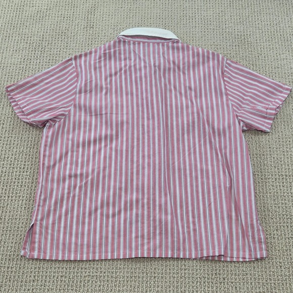 VTG Tommy Hilfiger Pink Striped Button Down Short Sleeve Shirt Women Size 8 - Picture 3 of 6